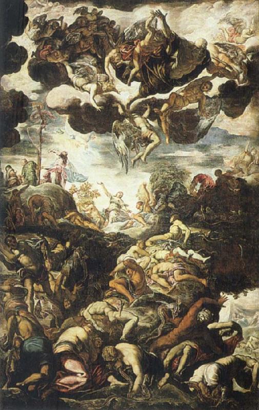 TINTORETTO, Jacopo Miracle of the Brazen Serpent Sweden oil painting art